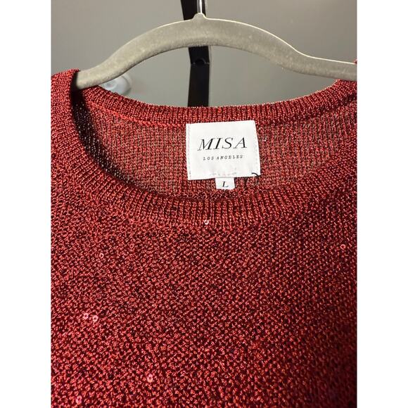 $275 Misa Red Darya Skirt / Shirt Set Size: L - Picture 3 of 4